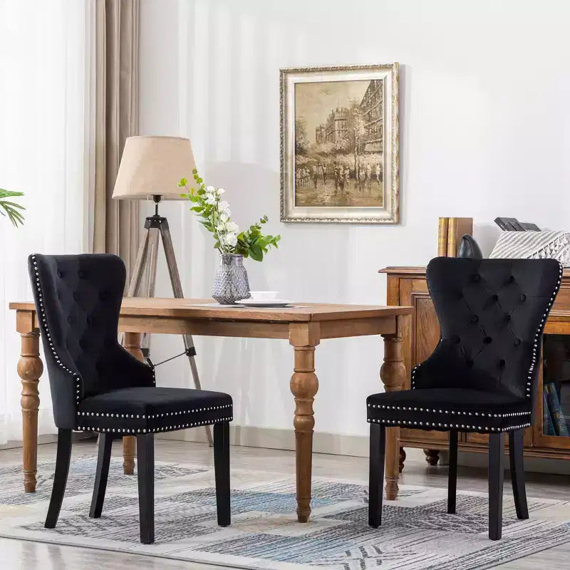 Chaises de salle à manger capitonnées en velours (lot de 2)