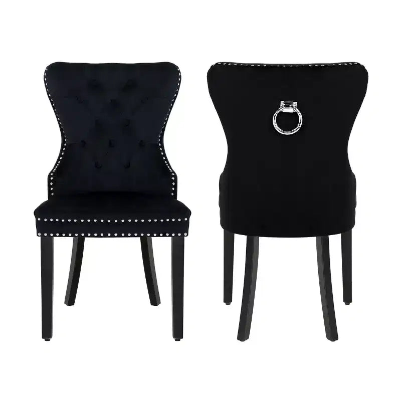 Chaises de salle à manger capitonnées en velours (lot de 2)