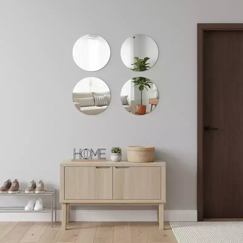 Lot de 4 grands miroirs décoratifs autocollants French Home Goods, disponibles en 3 formes – Parfaits pour une décoration murale moderne dans n'importe quelle pièce.