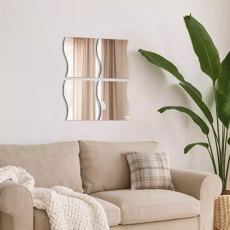 Lot de 4 grands miroirs décoratifs autocollants French Home Goods, disponibles en 3 formes – Parfaits pour une décoration murale moderne dans n'importe quelle pièce.
