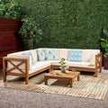 Christopher Knight Home Brava 4pc Wood Patio Chat Set with Cushions