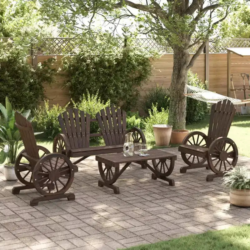 vidaXL Ensemble de salon de jardin Meubles d'extérieur 4 pièces Bois de sapin massif