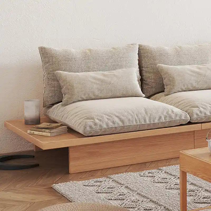 Canapé beige en coton JASIWAY avec structure en bois