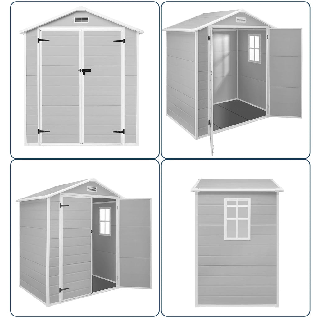 Abri de jardin en résine toutes saisons avec plancher, 1,8 m x 1,2 m/1,8 m x 2,4 m/2,4 m x 1,8 m/2,4 m x 3 m, Spire Tool Shed