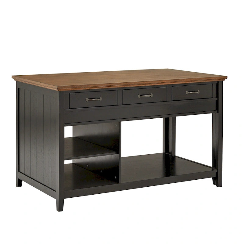 Îlot de cuisine extensible Eleanor bicolore avec finition antique et 3 tiroirs par iNSPIRE Q Classic