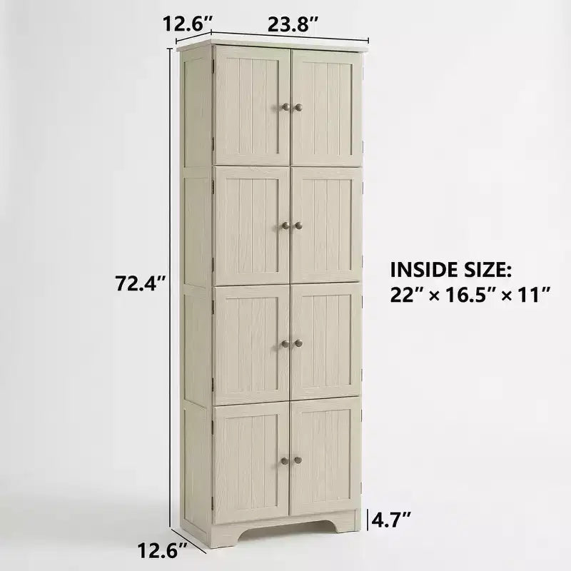 72,4 Armoire de rangement haute blanche sur pied �C 8 portes & 4 étagères