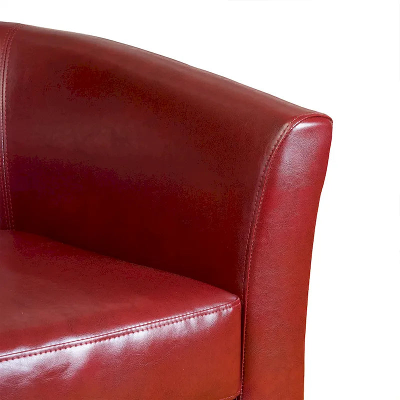 Fauteuil club baquet en cuir reconstitué rouge oxblood par Christopher Knight Home