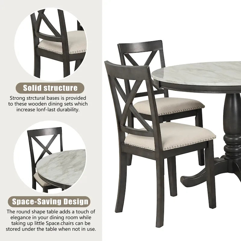 Ensemble de table à manger et chaises 5 pièces pour 4 personnes