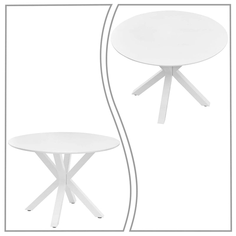 Table de salle à manger ronde minimaliste moderne avec plateau en MDF et pieds en métal