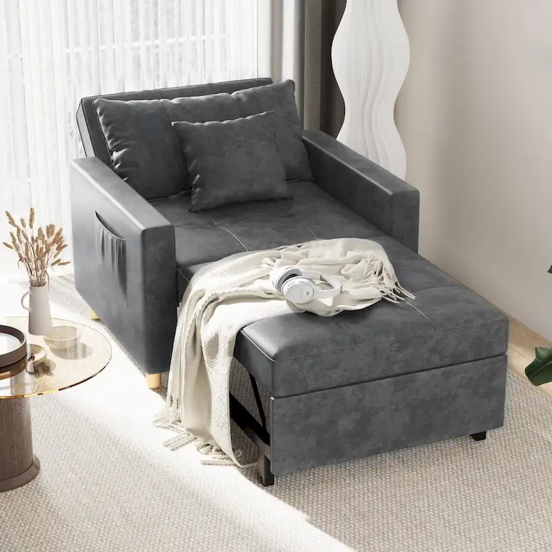 Fauteuil convertible 3-en-1, plusieurs coloris, une place