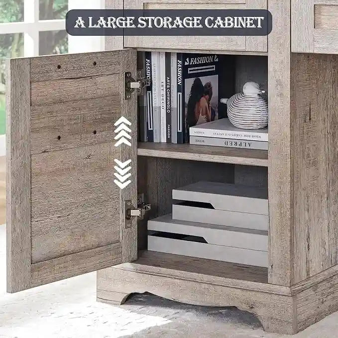 Bureau de direction en L style maison de campagne 60, bureau d'angle en bois, bureau d'ordinateur
