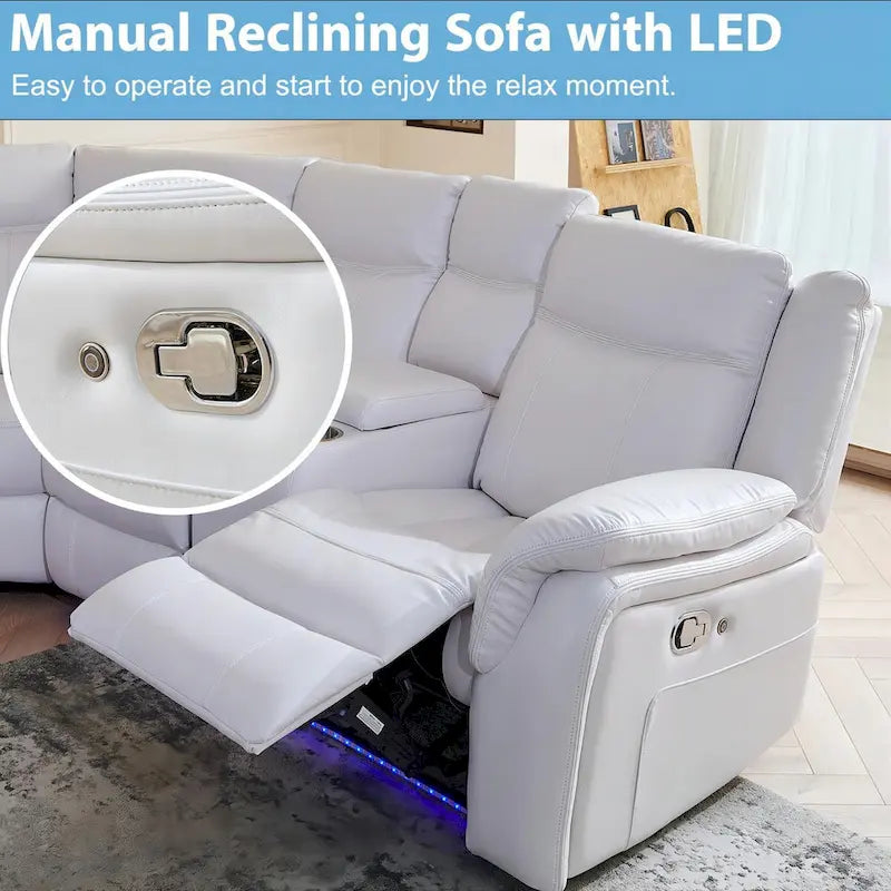 Canapé d'angle inclinable électrique avec lumières LED, fauteuil inclinable en similicuir, porte-gobelets en forme de L, port USB pour salon noir