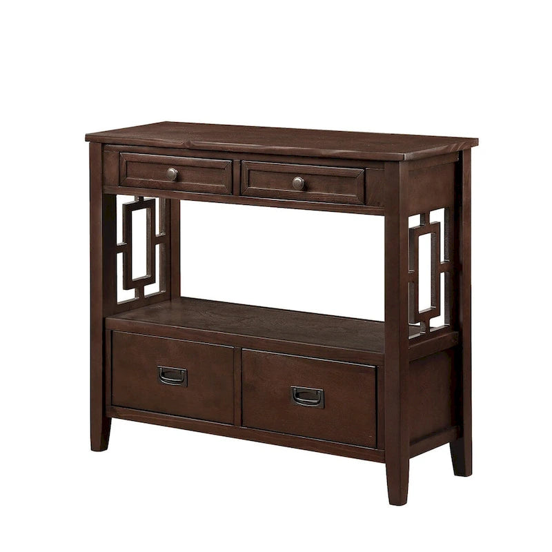 Console avec 4 tiroirs et une étagère de rangement