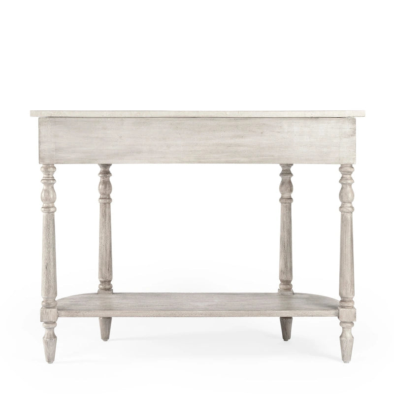 Table console avec plateau en marbre â€?Marron clair / gris / noir délavé, demi-lune, montage par une personne