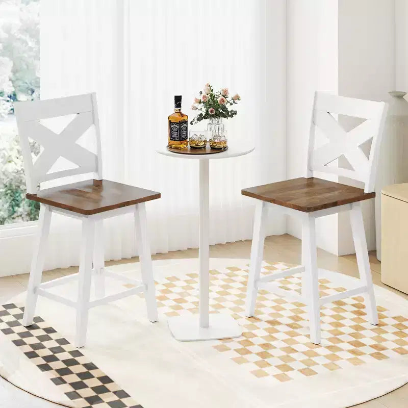 Lot de 4 tabourets de bar pivotants Costway 61 cm avec dossier et grand repose-pieds pour îlot de cuisine