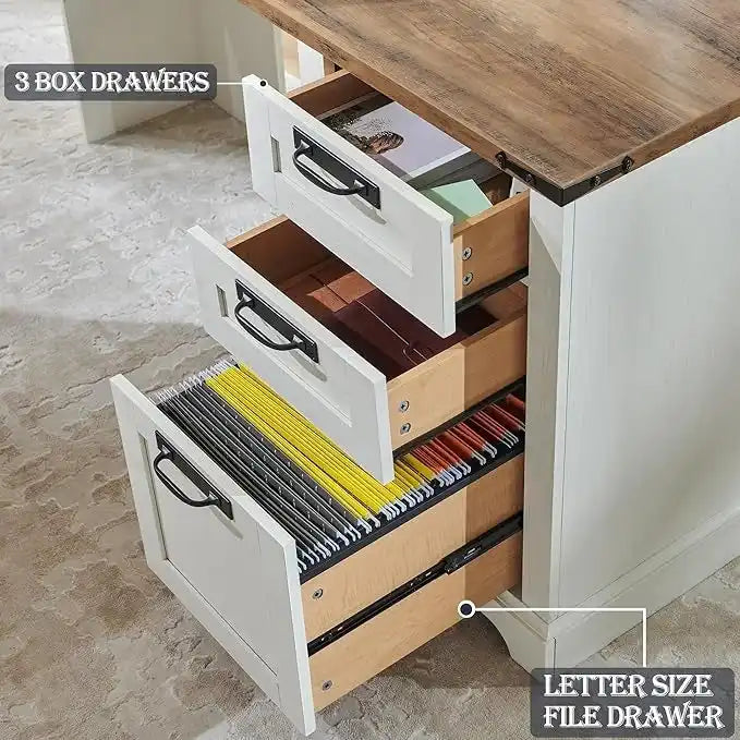 Bureau de direction en L style maison de campagne 60, bureau d'angle en bois, bureau d'ordinateur