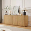 JVNOXK Buffet effet ondulé en grain de bois, rayures verticales, meuble TV, convient pour chambre/entrée. Bois naturel, 64L 15P 24H