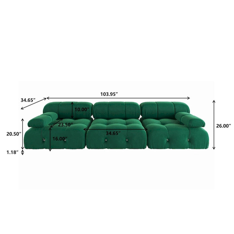 Canapé modulable réversible 3 places en velours