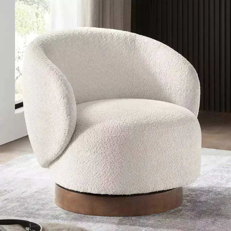 Fauteuil d'appoint pivotant Spruce&Spring en tissu avec base en bois