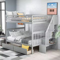 Lit superposé double sur double avec deux tiroirs de rangement et des étagères de rangement pour chambre d'enfants, d'adolescents et d'adultes