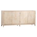 Buffet Isabelle à 4 portes avec façade à motif sculpté à la main, 200 cm, pin, délavé clair