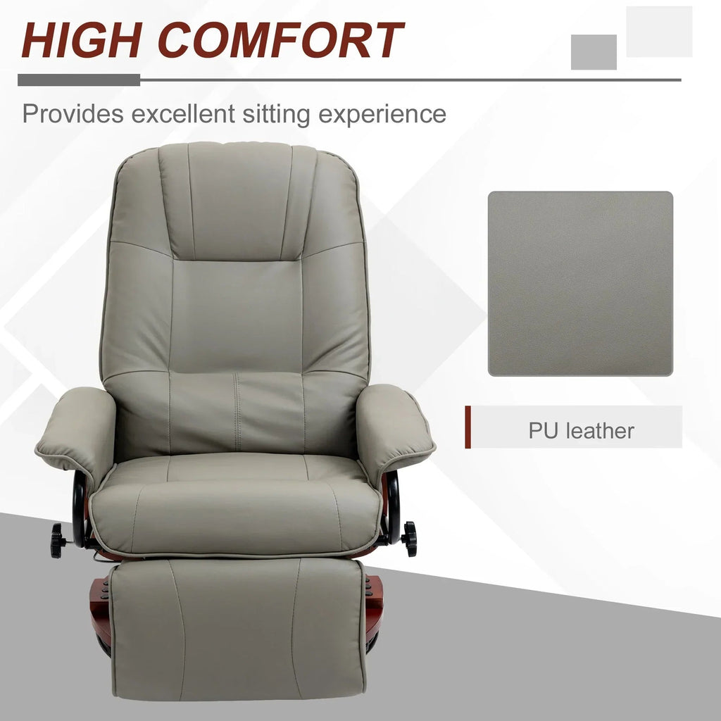 Fauteuil inclinable HomCom en similicuir avec base pivotante manuelle réglable et repose-pieds confortable et relaxant