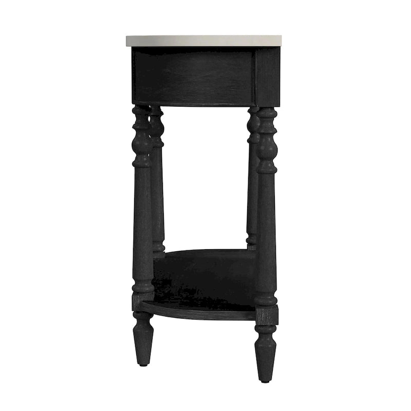 Table console avec plateau en marbre â€?Marron clair / gris / noir délavé, demi-lune, montage par une personne