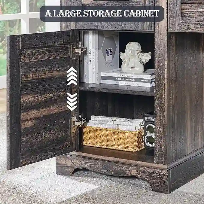 Bureau de direction en L style maison de campagne 60, bureau d'angle en bois, bureau d'ordinateur
