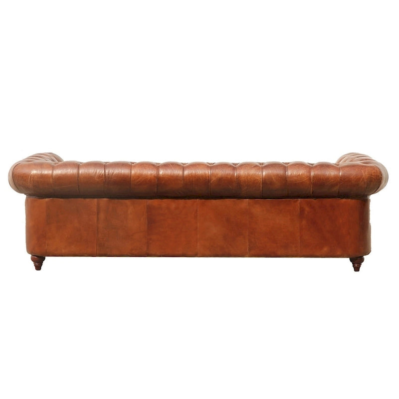 Canapé chesterfield capitonné Pasargad Home Paris Club, marron - 28,7 H x 97,2 L x 39 P