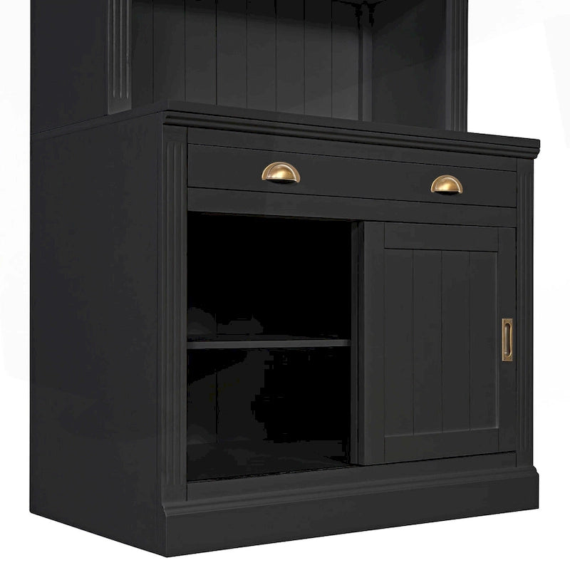 Étagère haute moderne avec éclairage LED et options de rangement polyvalentes