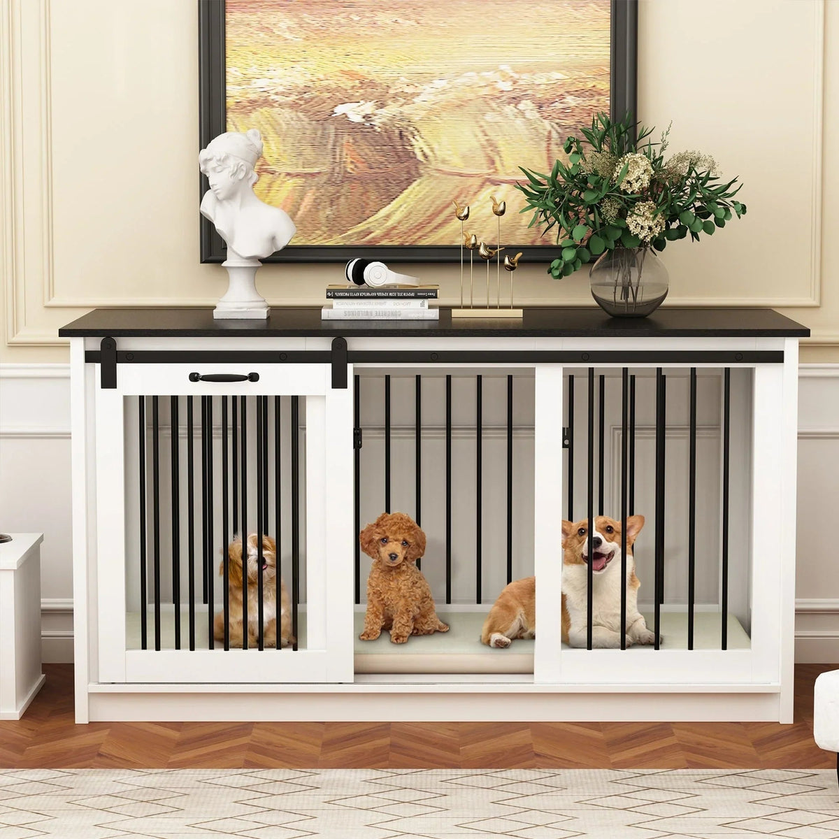 Résidence pour animaux de compagnie avec renfort en tube de fer Cage pour chien élégante et robuste