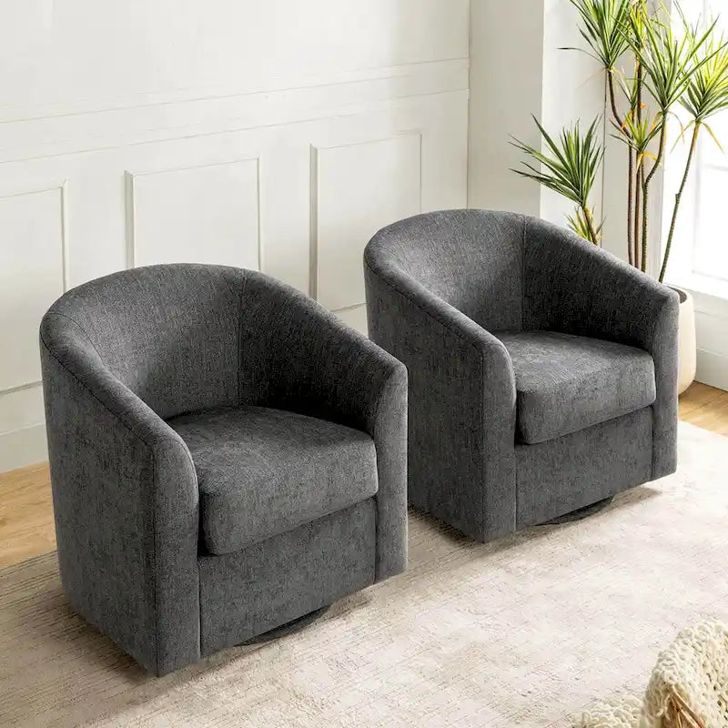 Lot de 2 fauteuils crapauds modernes rembourrés Cuenca avec base pivotante