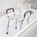 Chaise de douche en U avec dossier, hauteur réglable, chaise de douche d'une capacité de 158 kg pour personnes âgées et handicapées