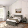 Lit double Plank+Beam Farmhouse avec tête de lit, plateforme en bois massif