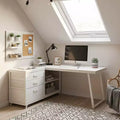 Bureau d'angle réversible avec 3 tiroirs et étagères ouvertes – Bureau rustique