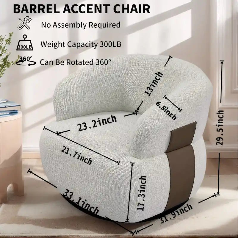Fauteuil moderne Kieon 33W 360 pivotant en forme de tonneau - Lot de 2