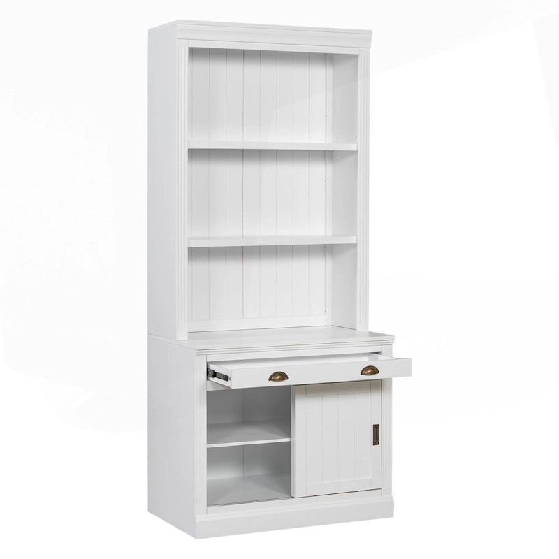 Étagère haute moderne avec éclairage LED et options de rangement polyvalentes