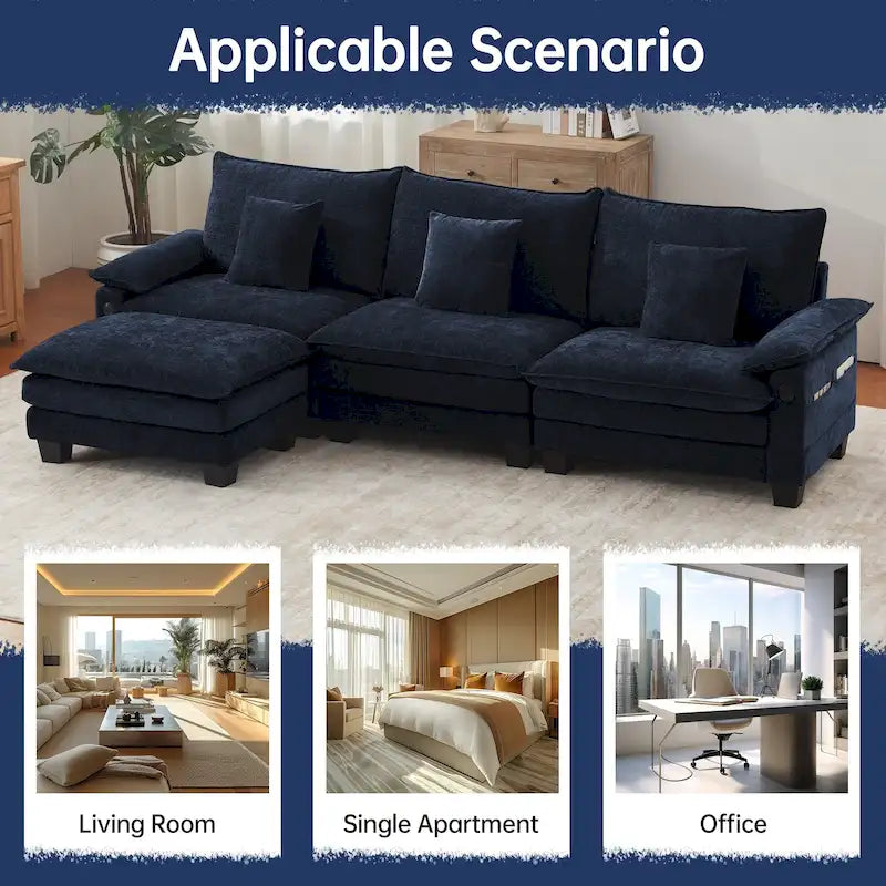 Canapé sectionnel modulaire - Canapé-lit sectionnel convertible avec méridienne pour appartement